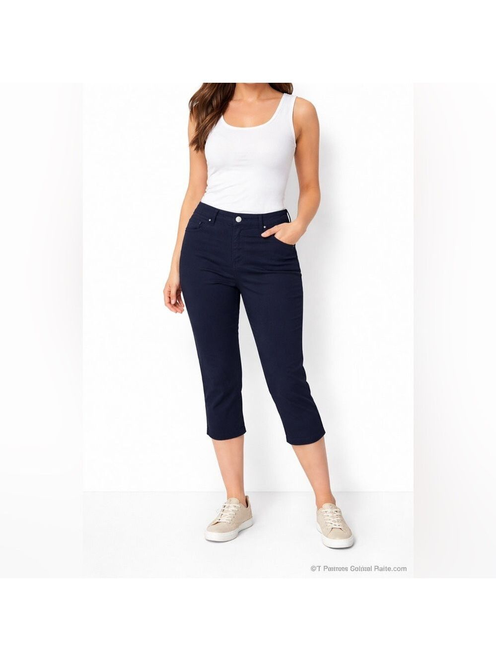 Up! Crop Indigo Pull-On Capri Pants – Size 12 Stretch Travel Fit